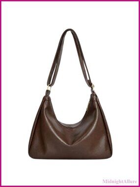 Vegan Leather Hobo Bag Foldable Slouchy Shoulder Purse Adjustable Strap